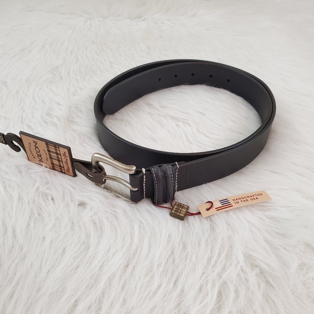 **Boconi Clint Men's Black Leather Belt Sz 38 & 40 - Picture 2 of 4